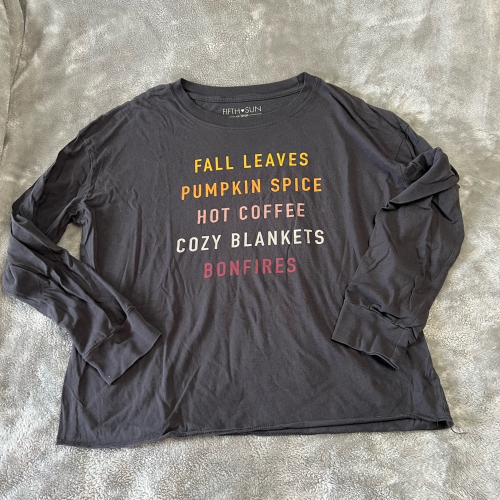 Fifth Sun Autumn (Fall) Dark Gray Cotton Tee